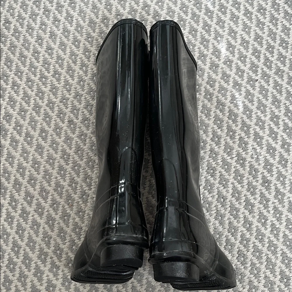 Hunter Glossy Black Rain Boots Tall Height